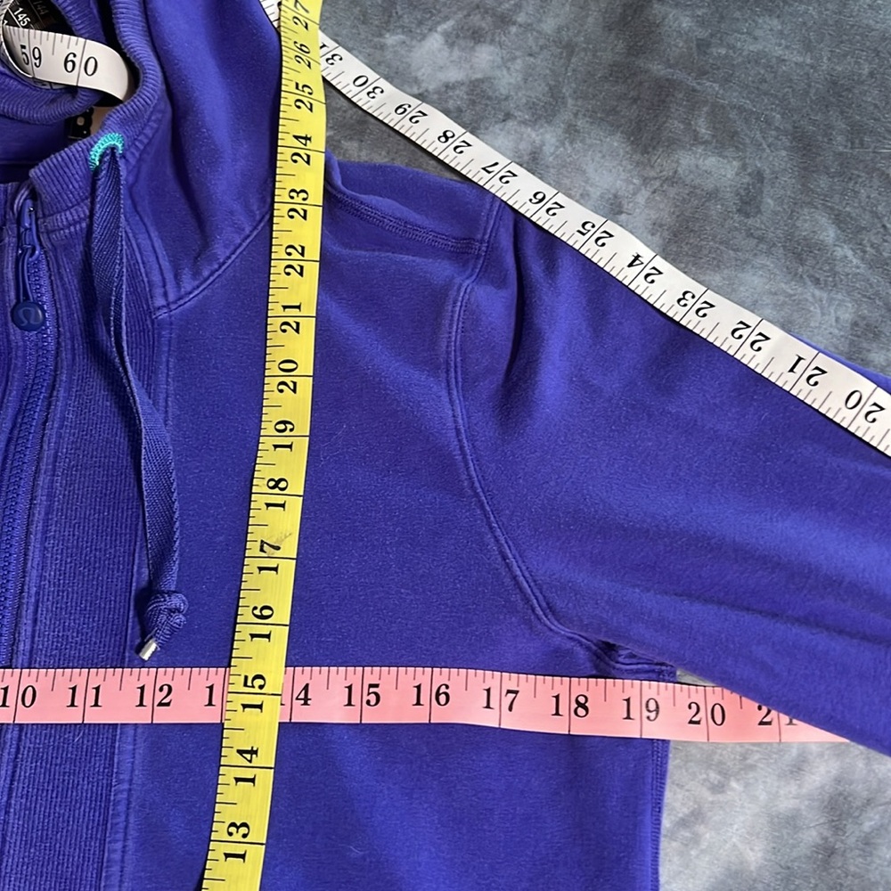 Lululemon Distressed Full Zip Hoodie, Thumb Holes, approximate size 8 - Picture 4 of 16